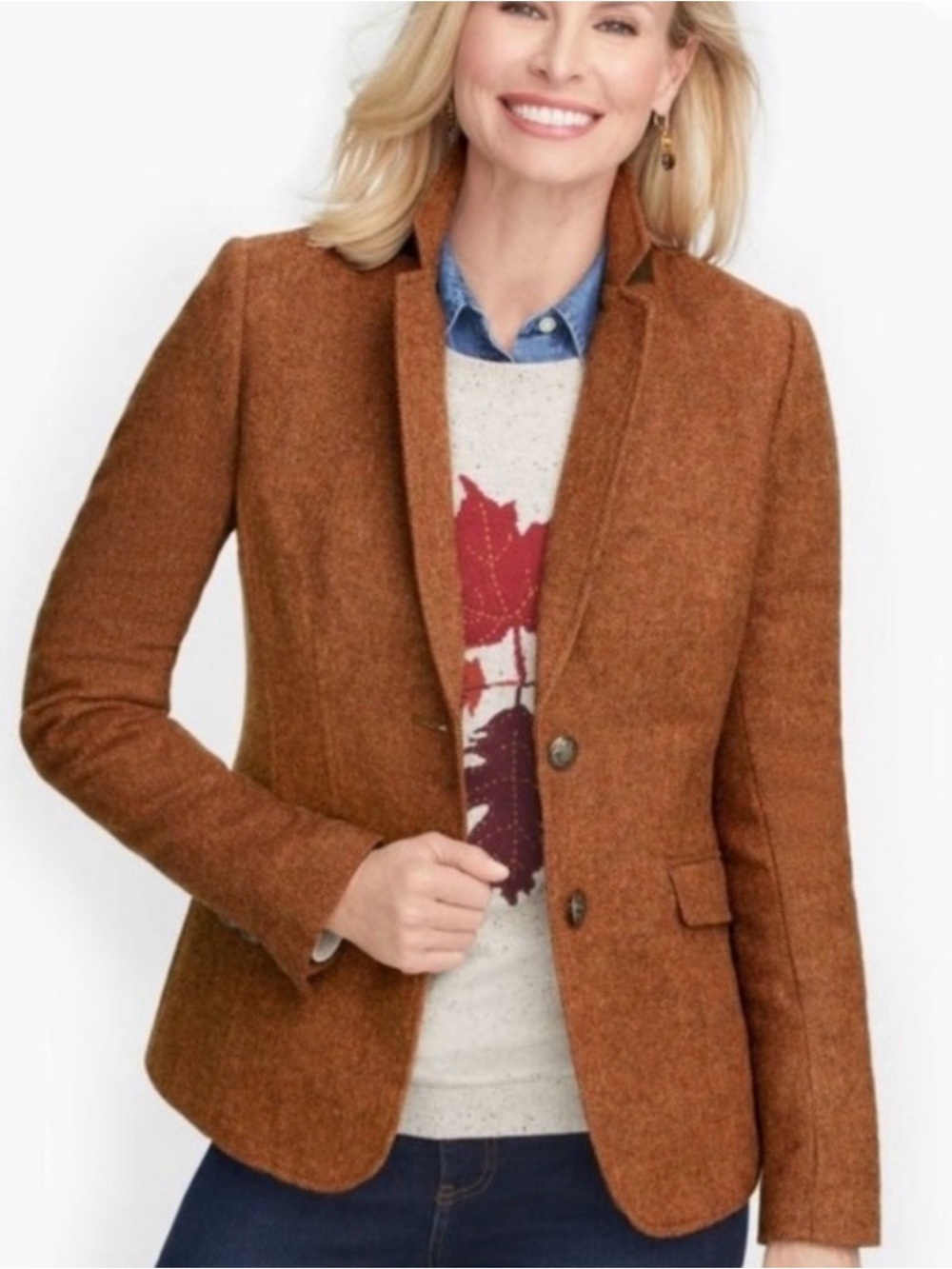 Talbots Rust Brown Tweed Blazer Jacket